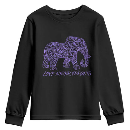 Love Never Forgets Elephant Mandala Youth Sweatshirt Animal Lover Gift