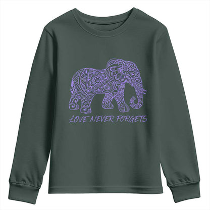 Love Never Forgets Elephant Mandala Youth Sweatshirt Animal Lover Gift
