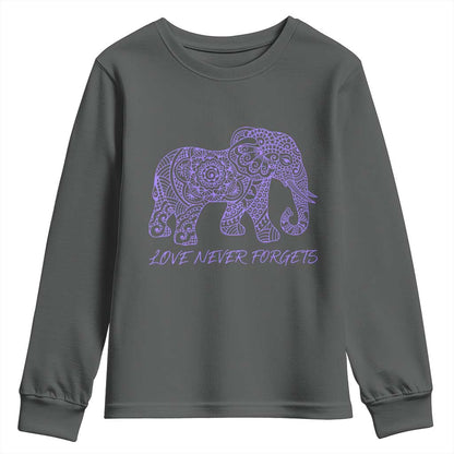 Love Never Forgets Elephant Mandala Youth Sweatshirt Animal Lover Gift