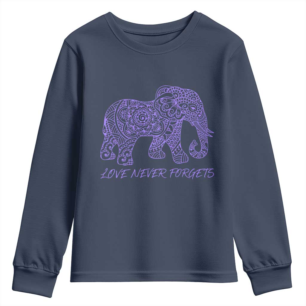 Love Never Forgets Elephant Mandala Youth Sweatshirt Animal Lover Gift