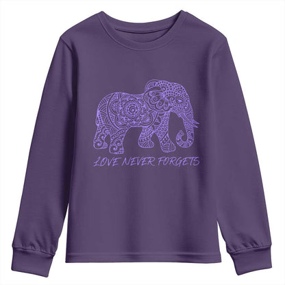 Love Never Forgets Elephant Mandala Youth Sweatshirt Animal Lover Gift