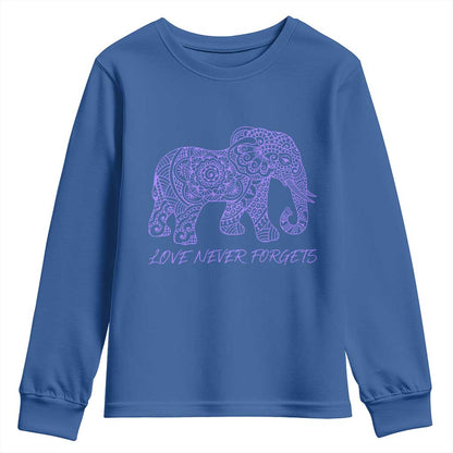 Love Never Forgets Elephant Mandala Youth Sweatshirt Animal Lover Gift