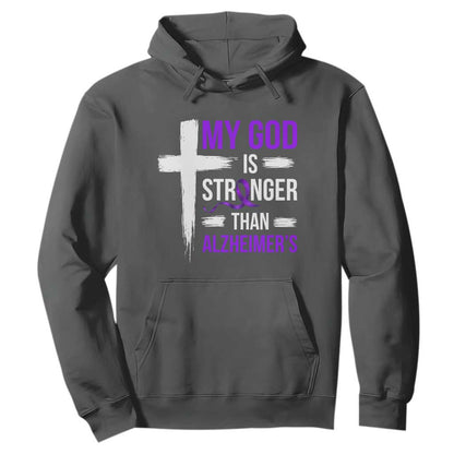 My God Is Stronger Than Alzheimers Hoodie Christian Purple Ribbon Faith Support
