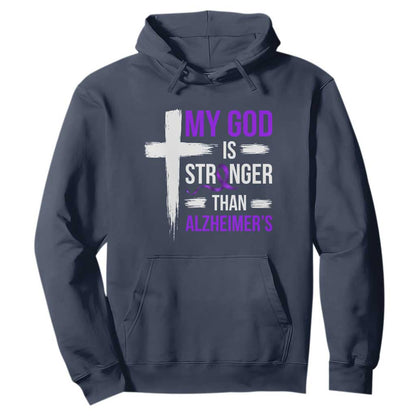 My God Is Stronger Than Alzheimers Hoodie Christian Purple Ribbon Faith Support