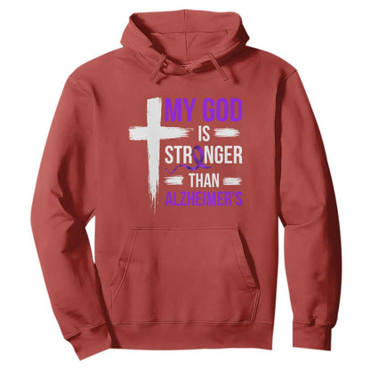 My God Is Stronger Than Alzheimers Hoodie Christian Purple Ribbon Faith Support