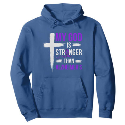 My God Is Stronger Than Alzheimers Hoodie Christian Purple Ribbon Faith Support
