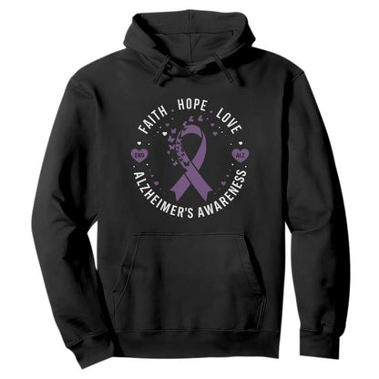 Faith Hope Love Purple Ribbon Hoodie End Alzheimers Butterfly Graphic