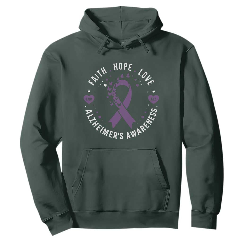 Faith Hope Love Purple Ribbon Hoodie End Alzheimers Butterfly Graphic