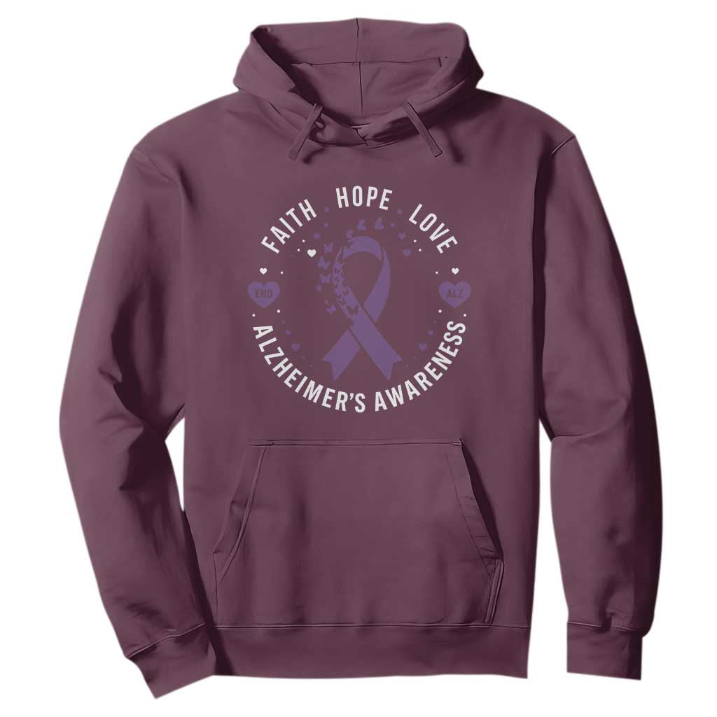 Faith Hope Love Purple Ribbon Hoodie End Alzheimers Butterfly Graphic