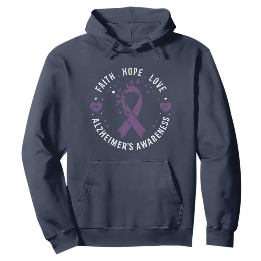 Faith Hope Love Purple Ribbon Hoodie End Alzheimers Butterfly Graphic