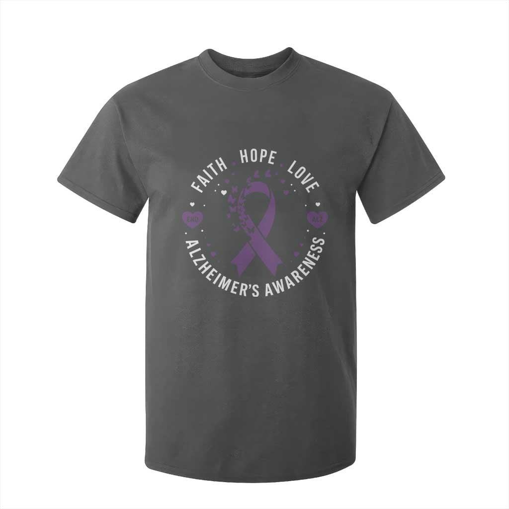 Faith Hope Love Purple Ribbon T Shirt For Kid End Alzheimers Butterfly Graphic