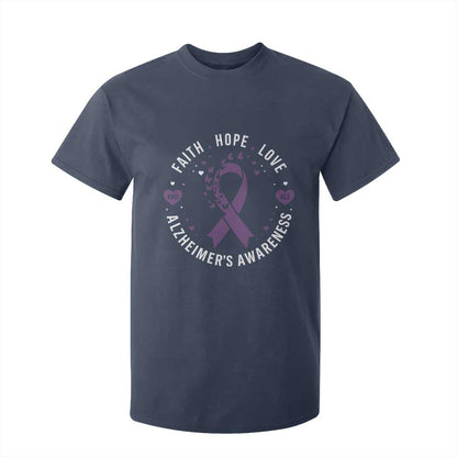 Faith Hope Love Purple Ribbon T Shirt For Kid End Alzheimers Butterfly Graphic