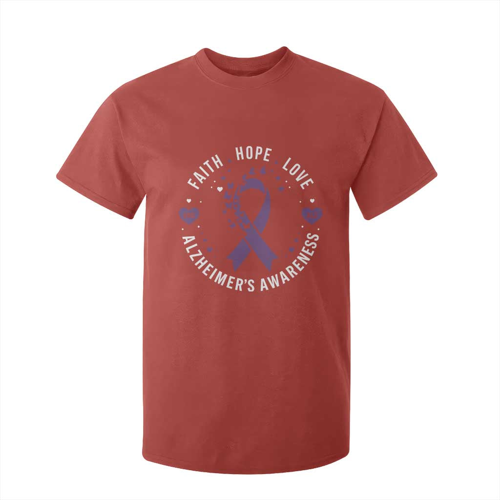 Faith Hope Love Purple Ribbon T Shirt For Kid End Alzheimers Butterfly Graphic