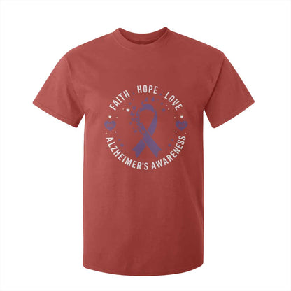 Faith Hope Love Purple Ribbon T Shirt For Kid End Alzheimers Butterfly Graphic