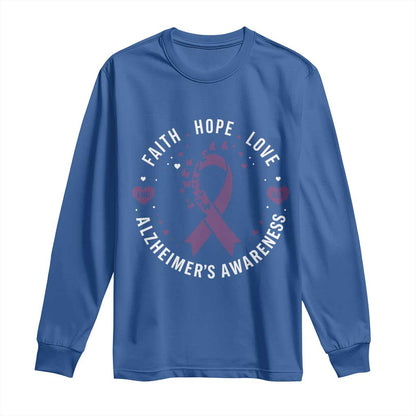 Faith Hope Love Purple Ribbon Long Sleeve Shirt End Alzheimers Butterfly Graphic