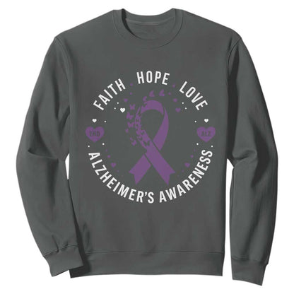 Faith Hope Love Purple Ribbon Sweatshirt End Alzheimers Butterfly Graphic