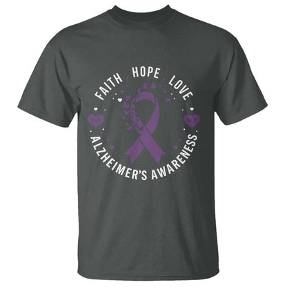 Faith Hope Love Purple Ribbon T Shirt End Alzheimers Butterfly Graphic