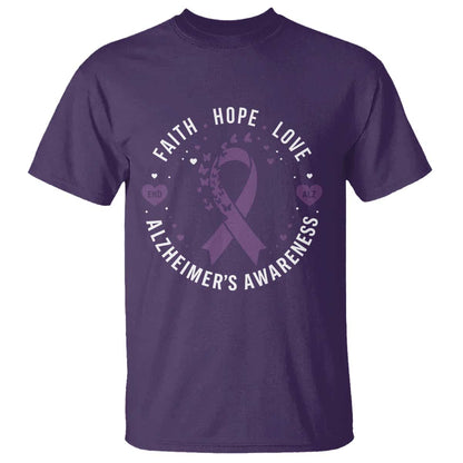 Faith Hope Love Purple Ribbon T Shirt End Alzheimers Butterfly Graphic