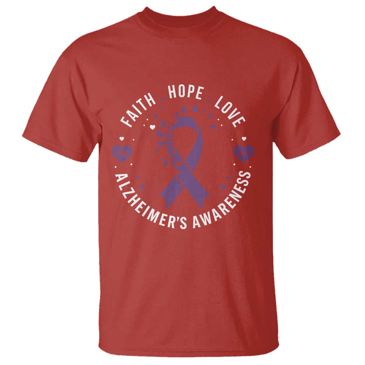Faith Hope Love Purple Ribbon T Shirt End Alzheimers Butterfly Graphic
