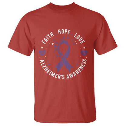 Faith Hope Love Purple Ribbon T Shirt End Alzheimers Butterfly Graphic