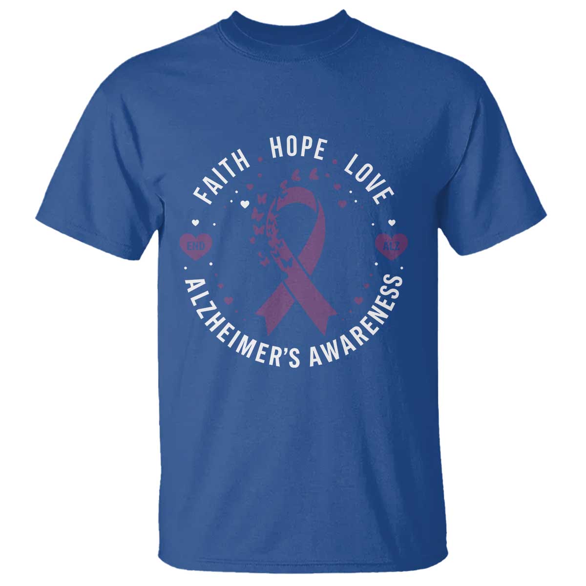 Faith Hope Love Purple Ribbon T Shirt End Alzheimers Butterfly Graphic