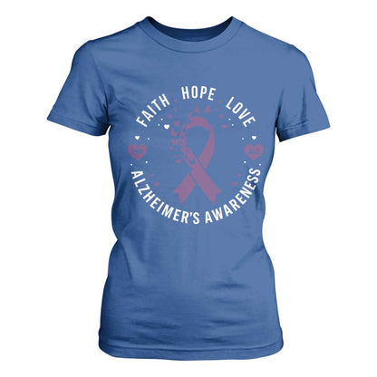 Faith Hope Love Purple Ribbon T Shirt For Women End Alzheimers Butterfly Graphic