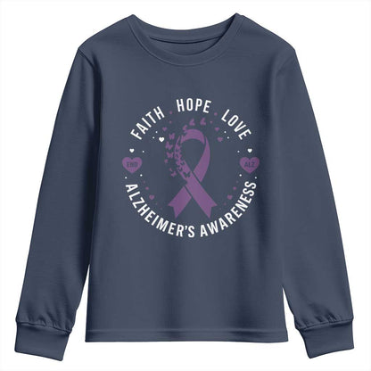 Faith Hope Love Purple Ribbon Youth Sweatshirt End Alzheimers Butterfly Graphic