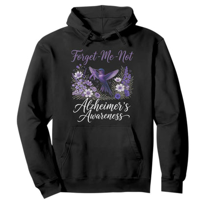 Forget Me Not Alzheimers Support Hoodie Hummingbird Purple Ribbon Floral