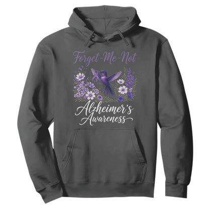 Forget Me Not Alzheimers Support Hoodie Hummingbird Purple Ribbon Floral