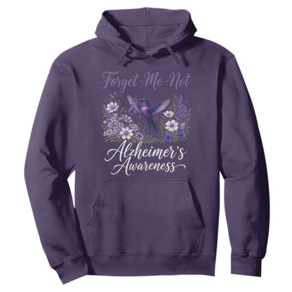 Forget Me Not Alzheimers Support Hoodie Hummingbird Purple Ribbon Floral