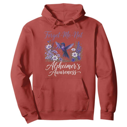 Forget Me Not Alzheimers Support Hoodie Hummingbird Purple Ribbon Floral