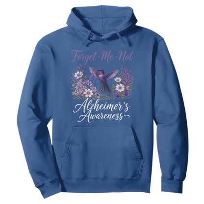 Forget Me Not Alzheimers Support Hoodie Hummingbird Purple Ribbon Floral