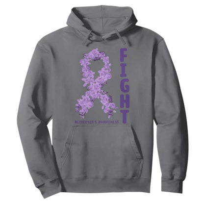 Fight Alzheimers Support Hoodie Purple Ribbon Floral Butterfly
