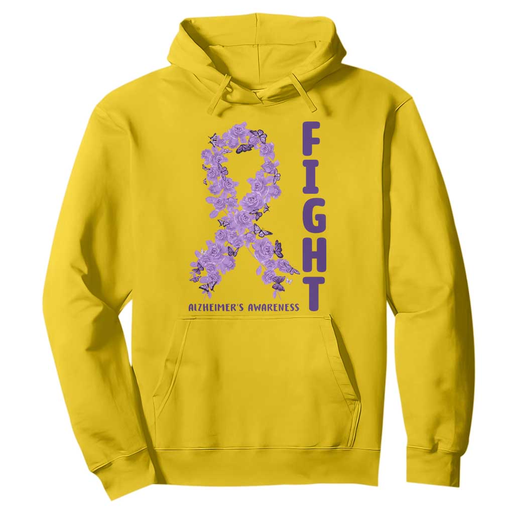 Fight Alzheimers Support Hoodie Purple Ribbon Floral Butterfly