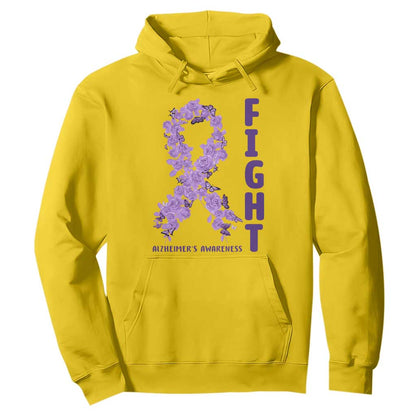 Fight Alzheimers Support Hoodie Purple Ribbon Floral Butterfly