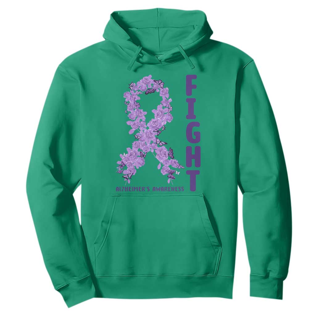 Fight Alzheimers Support Hoodie Purple Ribbon Floral Butterfly