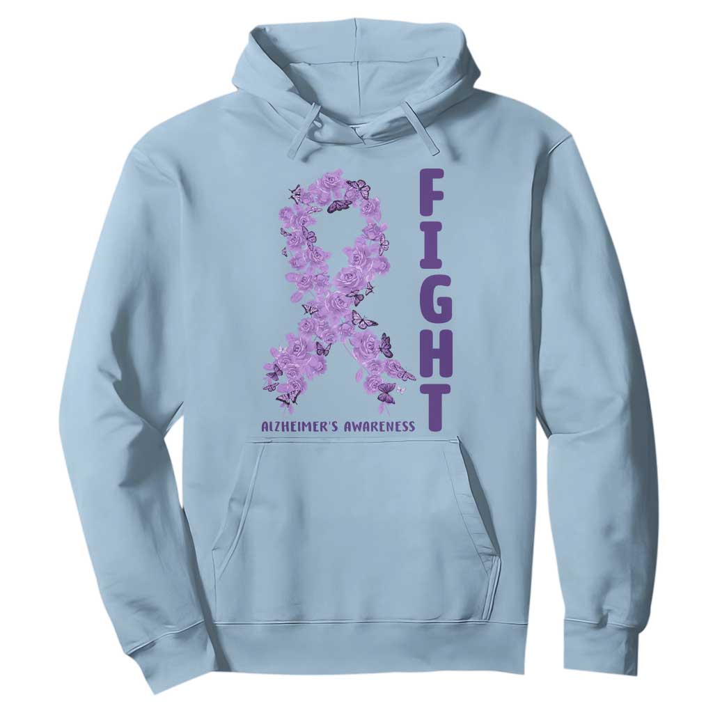 Fight Alzheimers Support Hoodie Purple Ribbon Floral Butterfly