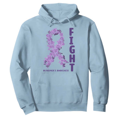 Fight Alzheimers Support Hoodie Purple Ribbon Floral Butterfly