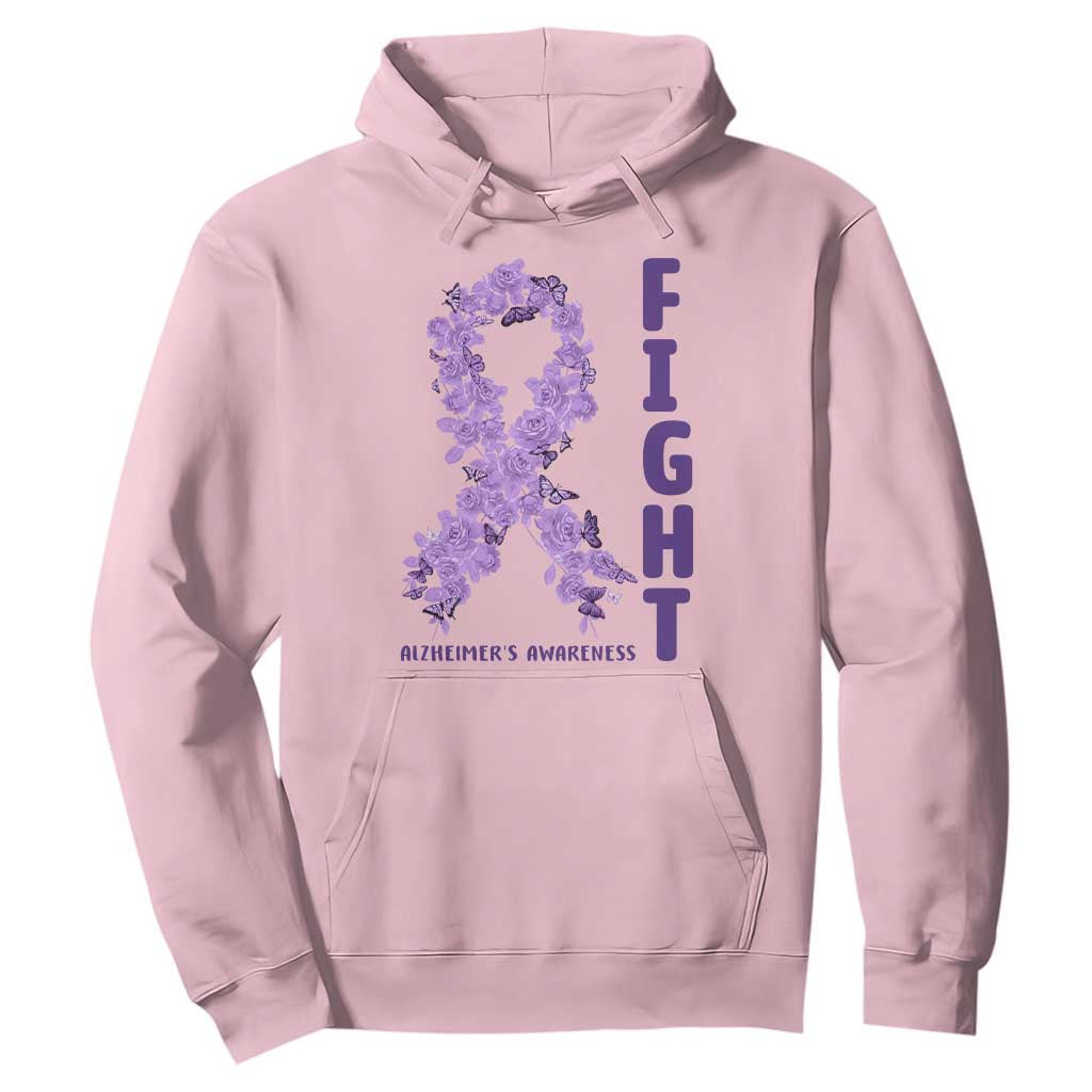 Fight Alzheimers Support Hoodie Purple Ribbon Floral Butterfly