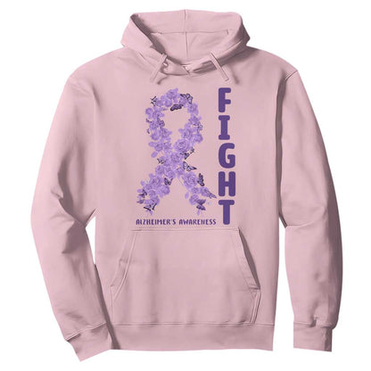Fight Alzheimers Support Hoodie Purple Ribbon Floral Butterfly
