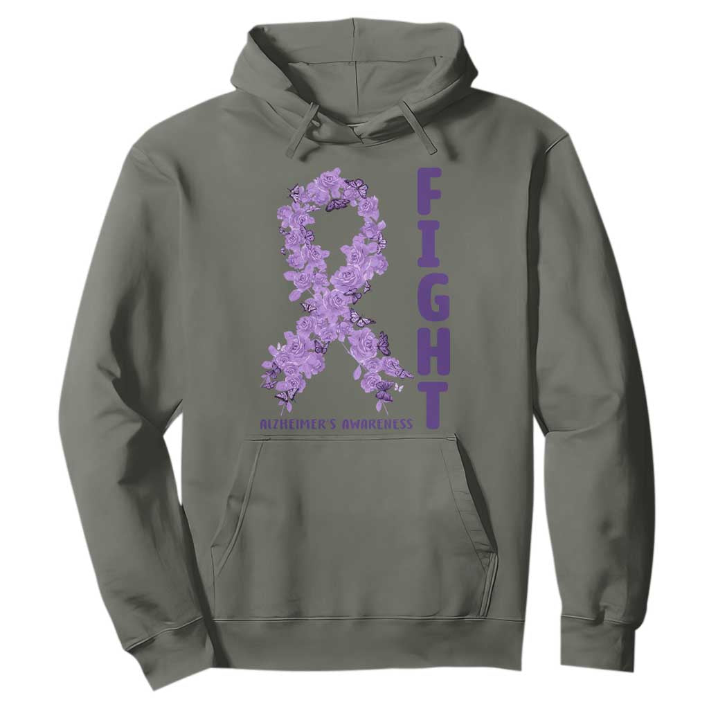 Fight Alzheimers Support Hoodie Purple Ribbon Floral Butterfly
