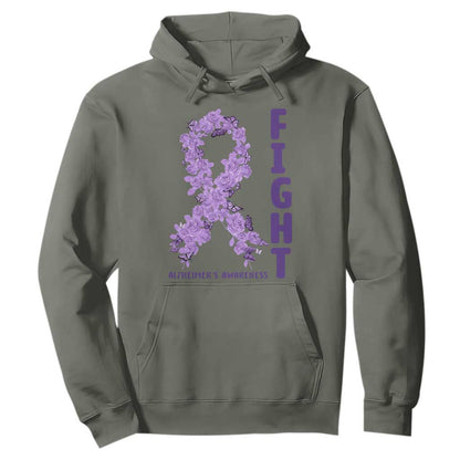 Fight Alzheimers Support Hoodie Purple Ribbon Floral Butterfly
