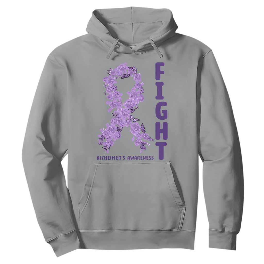 Fight Alzheimers Support Hoodie Purple Ribbon Floral Butterfly