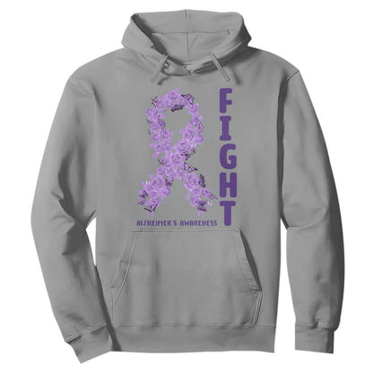 Fight Alzheimers Support Hoodie Purple Ribbon Floral Butterfly