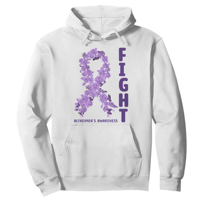 Fight Alzheimers Support Hoodie Purple Ribbon Floral Butterfly