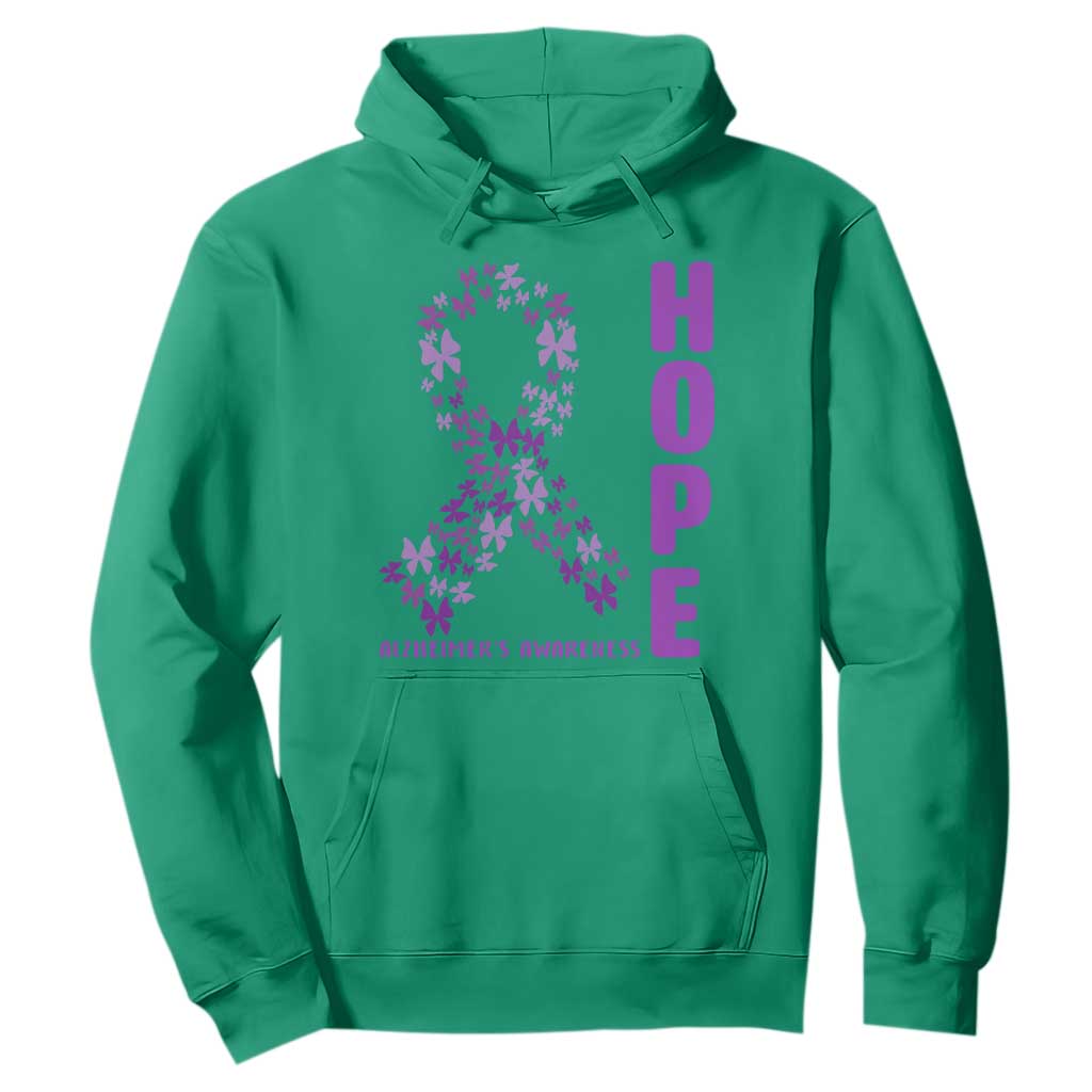 Hope Alzheimers Support Hoodie Purple Butterfly Ribbon Gift For Caregivers