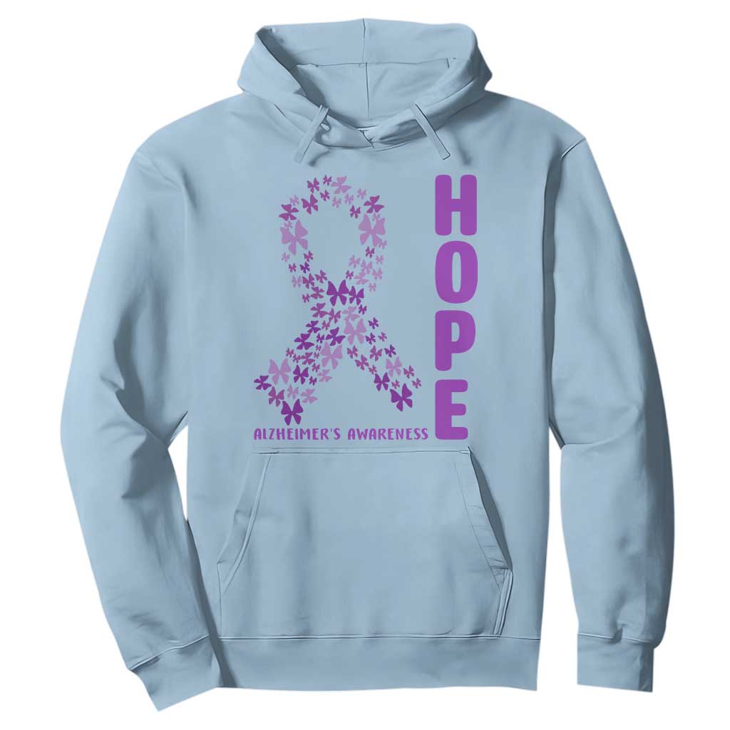 Hope Alzheimers Support Hoodie Purple Butterfly Ribbon Gift For Caregivers