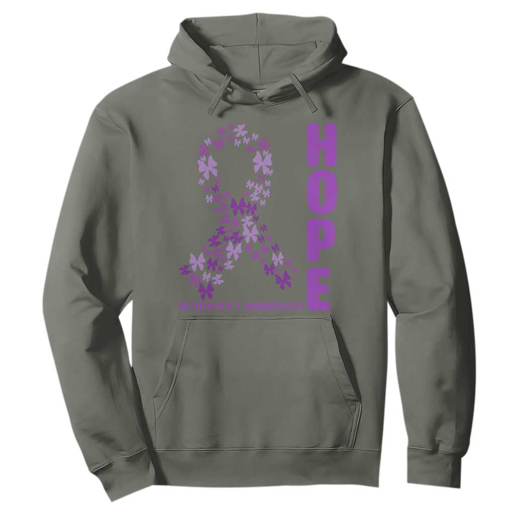 Hope Alzheimers Support Hoodie Purple Butterfly Ribbon Gift For Caregivers