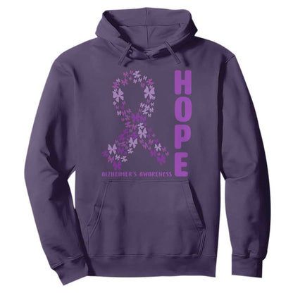 Hope Alzheimers Support Hoodie Purple Butterfly Ribbon Gift For Caregivers