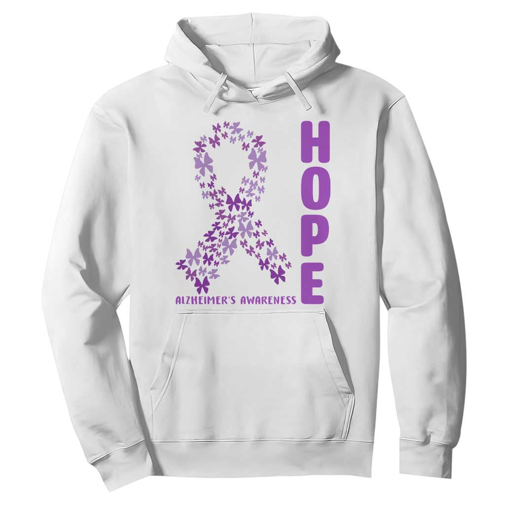 Hope Alzheimers Support Hoodie Purple Butterfly Ribbon Gift For Caregivers